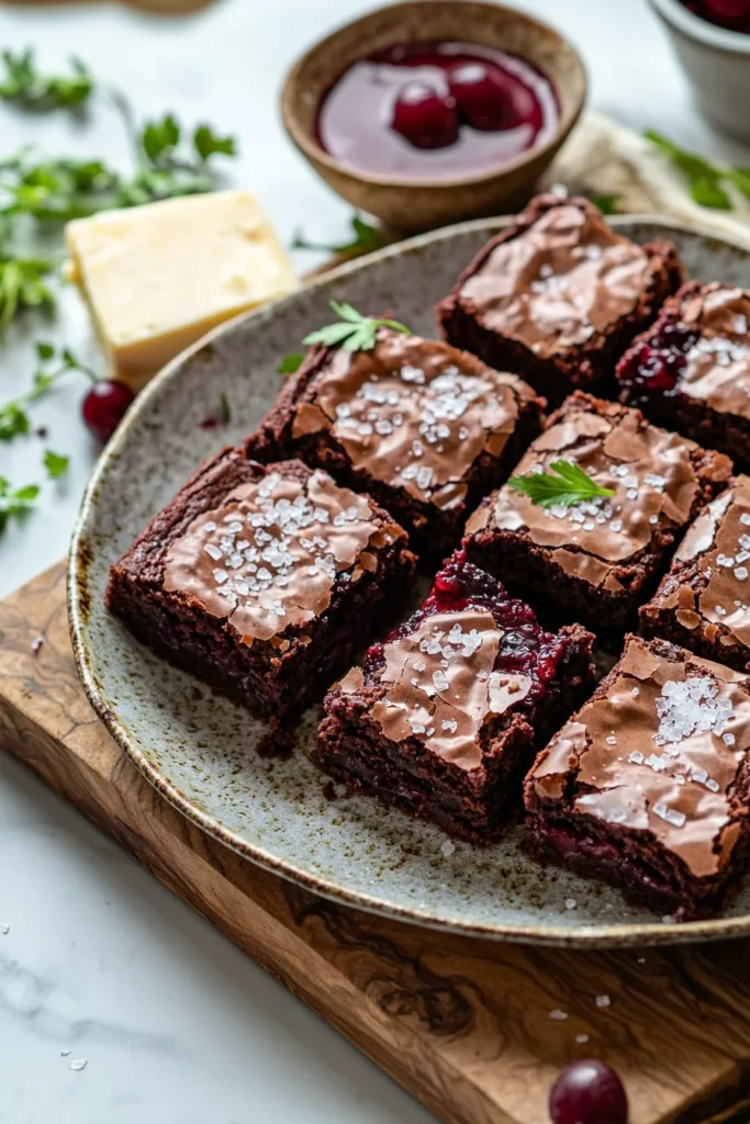 Delicious cherry cheesecake brownies topped with cherries and cream cheese swirl