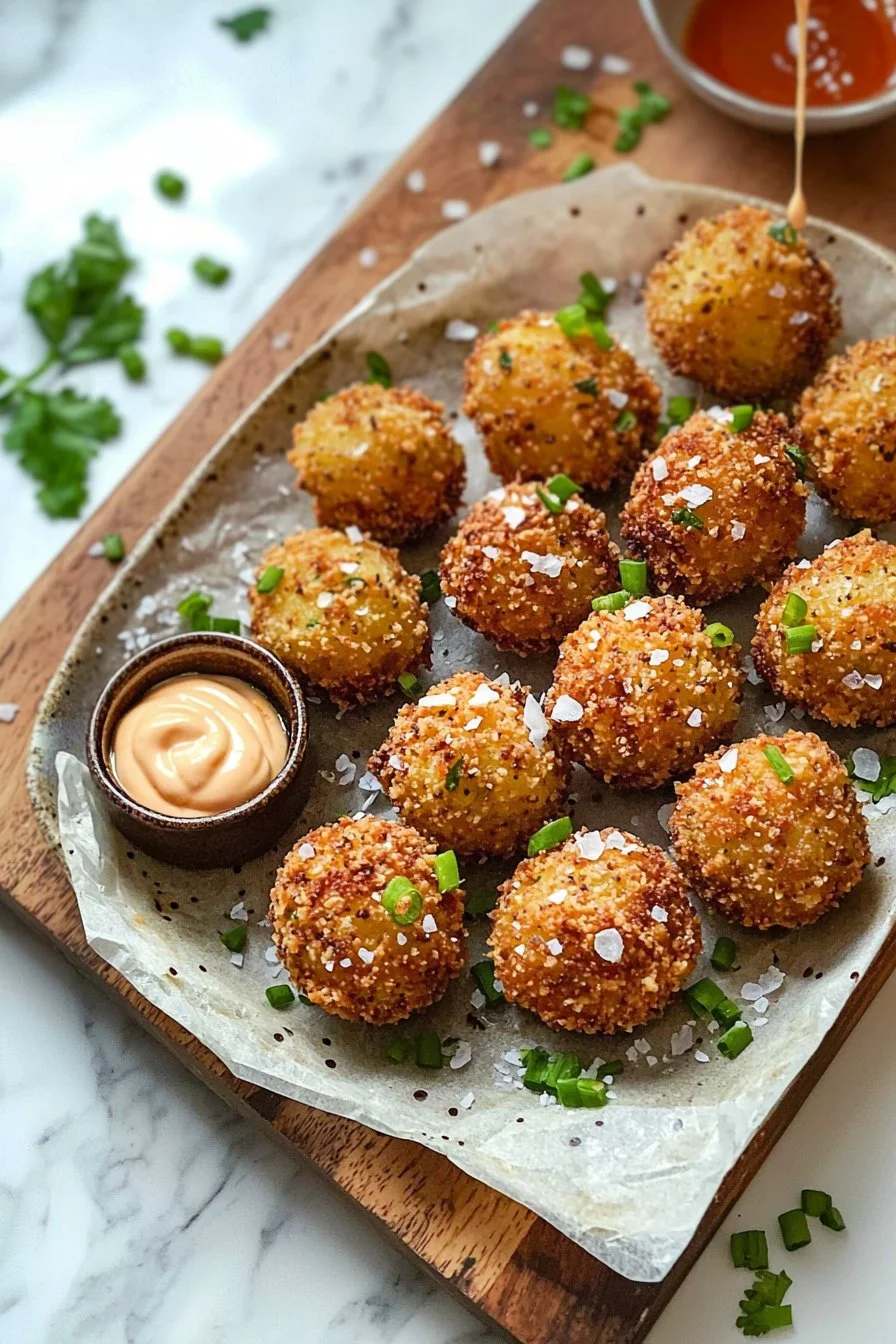 Crispy Potato Balls with Sriracha Mayo