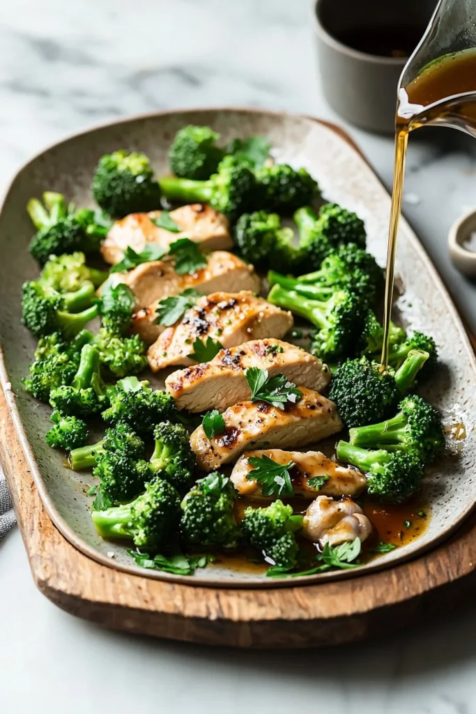 Delicious easy chicken and broccoli dish served on a plate.