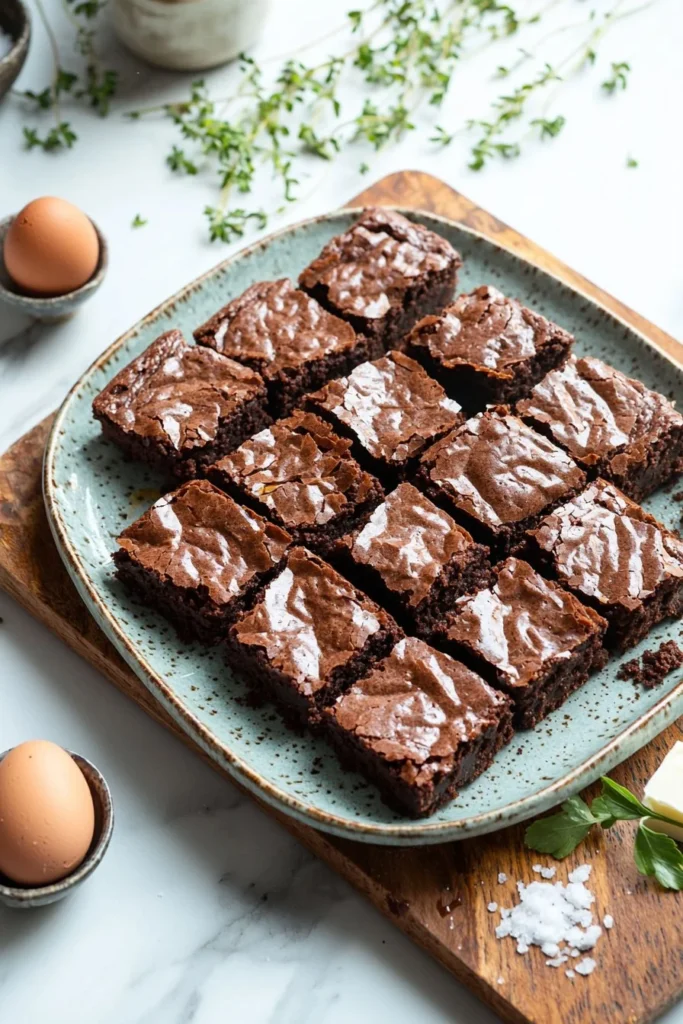 Delicious easy fudgy brownies served on a plate