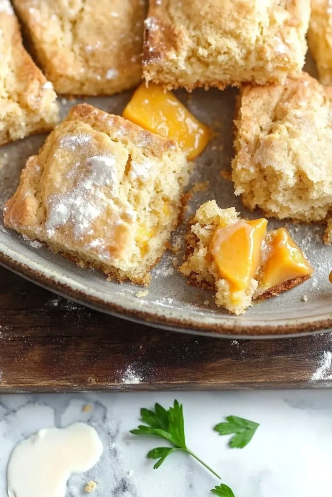 Freshly baked easy peach scones on a plate