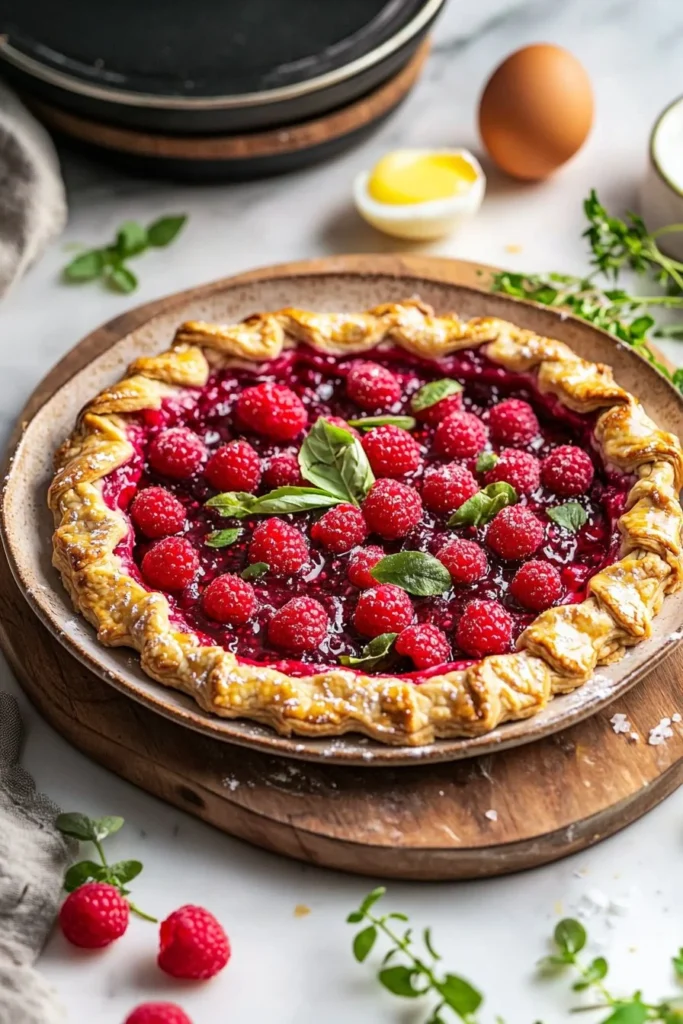 Easy homemade raspberry galette with fresh berries