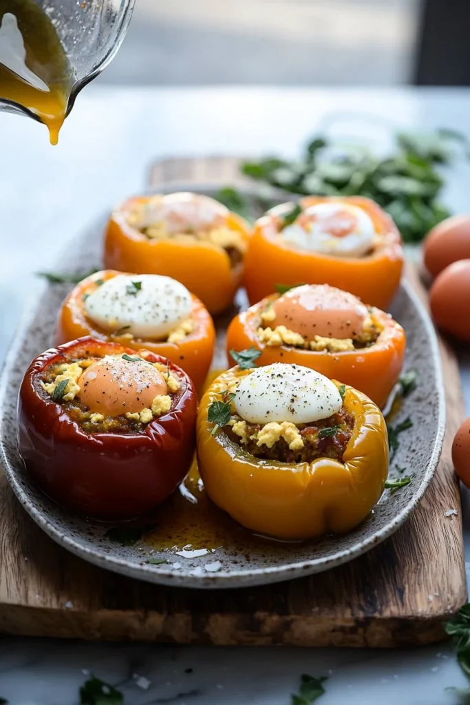 Delicious egg-stuffed breakfast peppers, a healthy morning recipe.