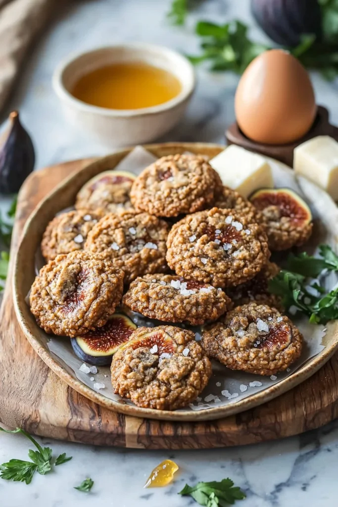 Homemade fig cookies with brown sugar and honey on a plate