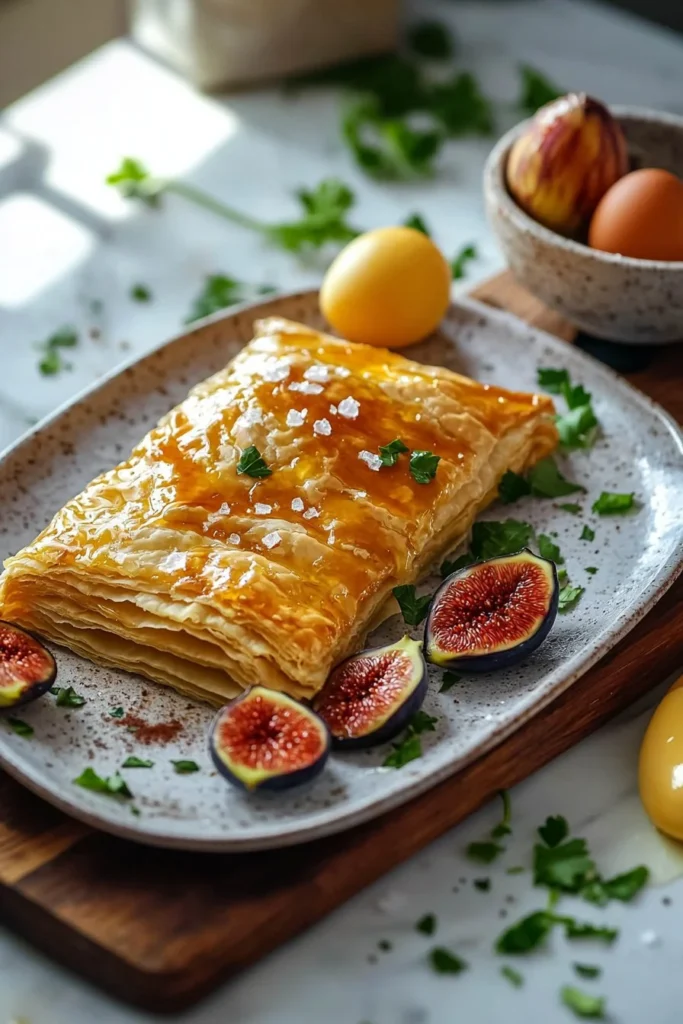Delicious homemade fig pastry with flaky crust and sweet fig filling