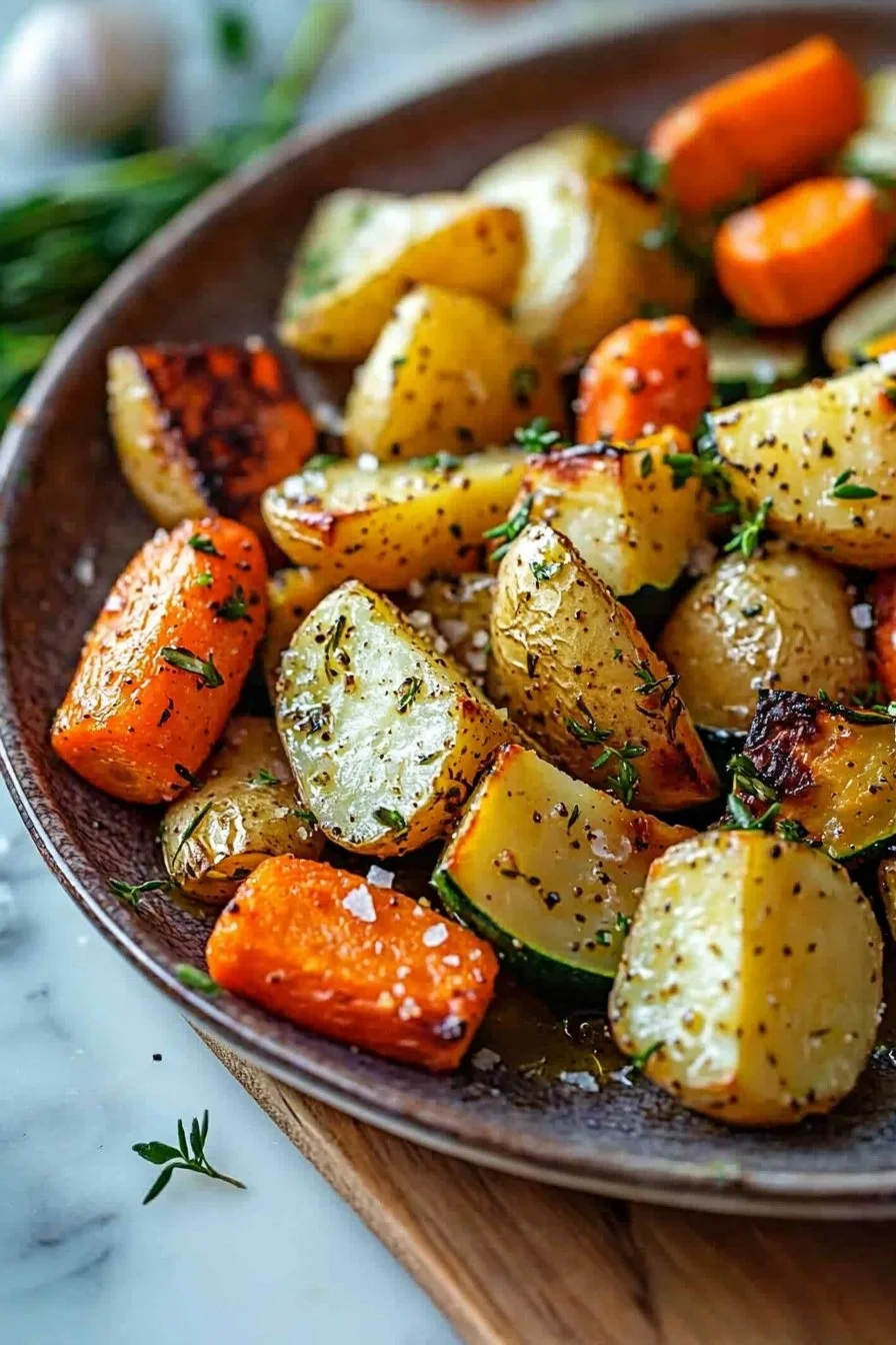 Garlic Herb Roasted Potatoes, Carrots, and Zucchini