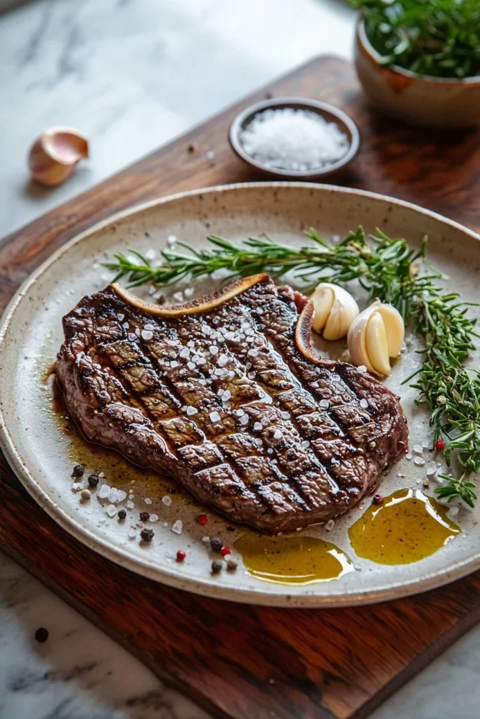 Juicy grilled steak cooked to perfection on a barbecue grill