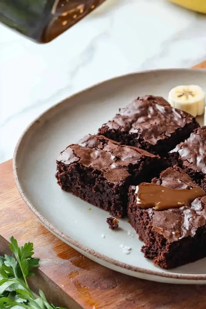 Delicious healthy banana brownies made with ripe bananas as a key ingredient.