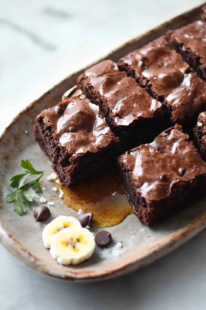 Healthy banana brownies made with ripe bananas and nutritious ingredients