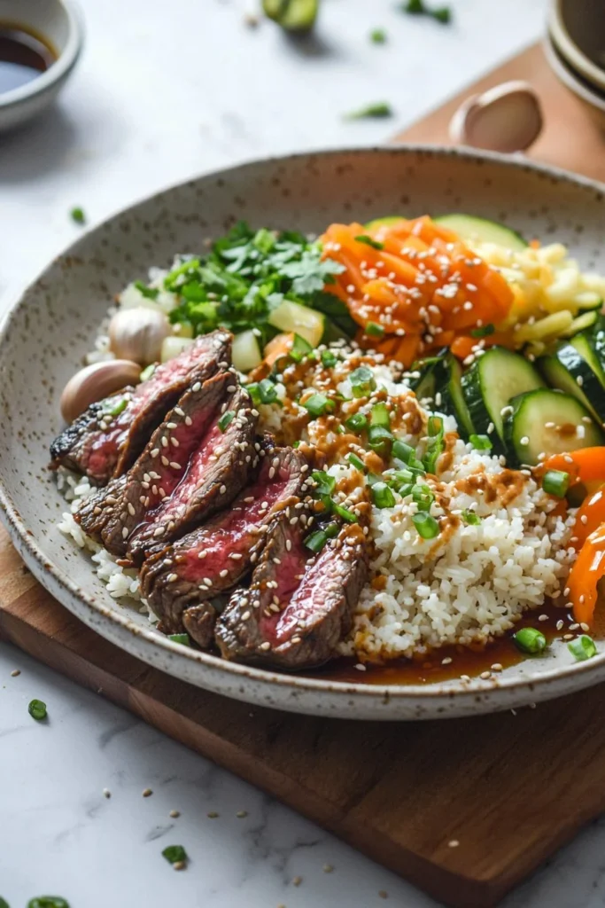 Delicious Hibachi Steak Bowl with tender steak and fresh vegetables