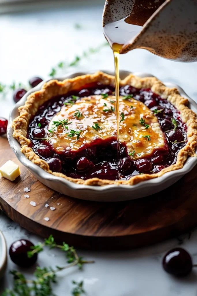 Delicious homemade tart cherry pie fresh out of the oven