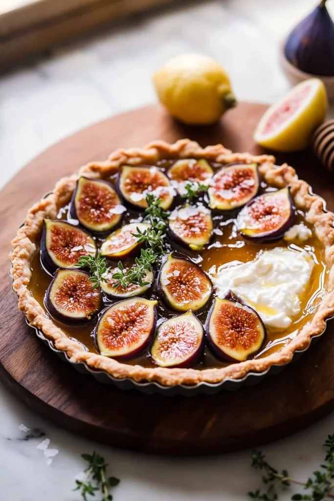 Delicious Honey Fig Tart with flaky crust and fresh figs on top