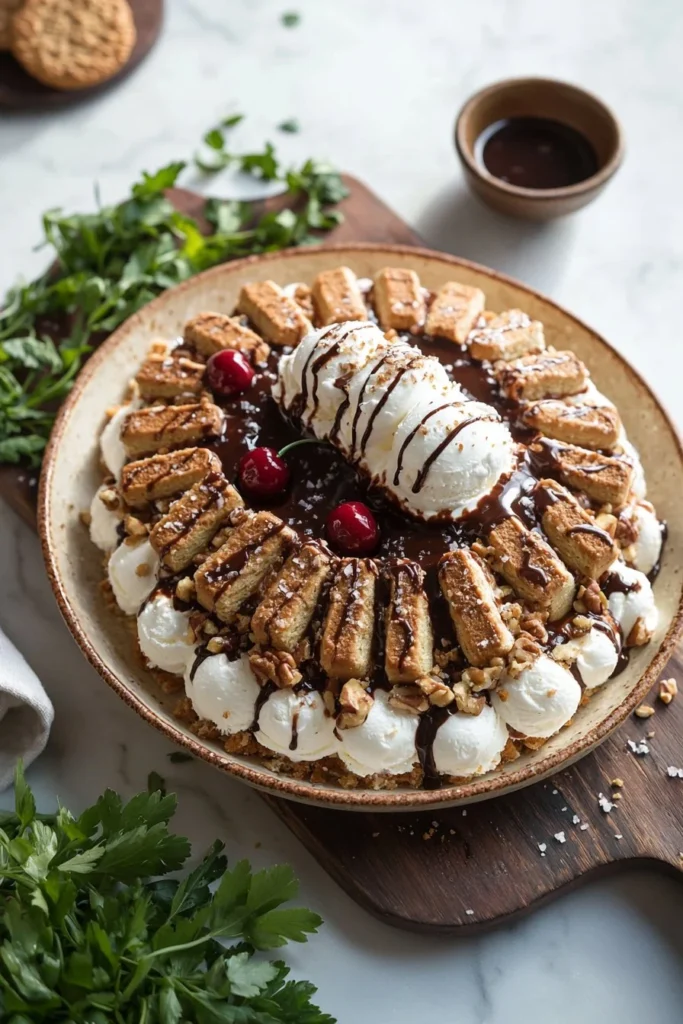 Delicious ice cream sandwich cake made with layers of ice cream and cookies