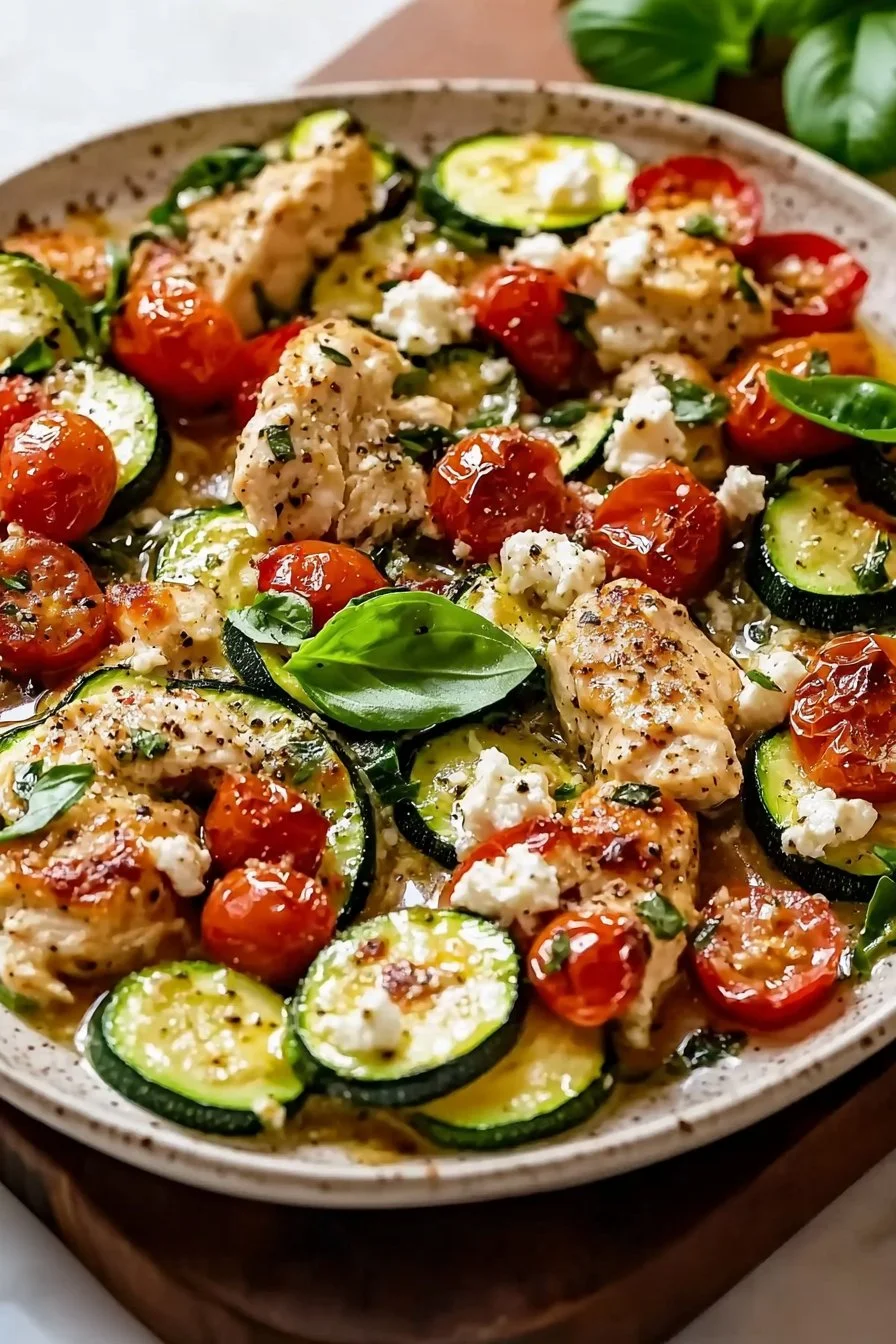 Mediterranean Chicken Zucchini Bake