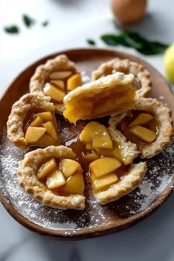 Freshly baked mini apple pies with golden crust and sweet apple filling