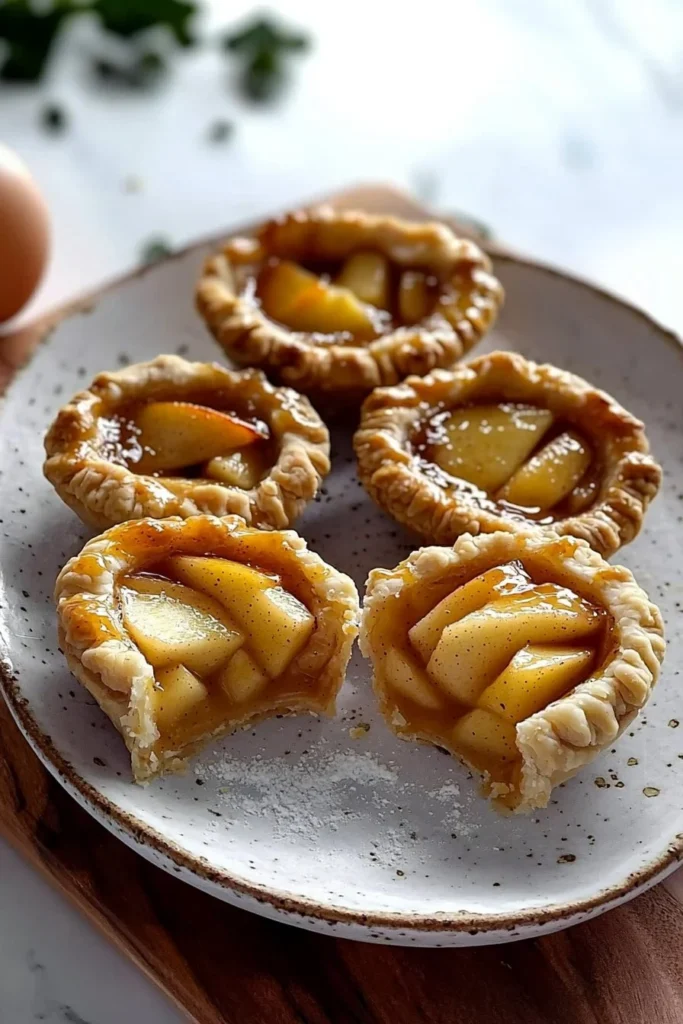 Delicious mini apple pies baked to golden perfection, ideal for desserts.