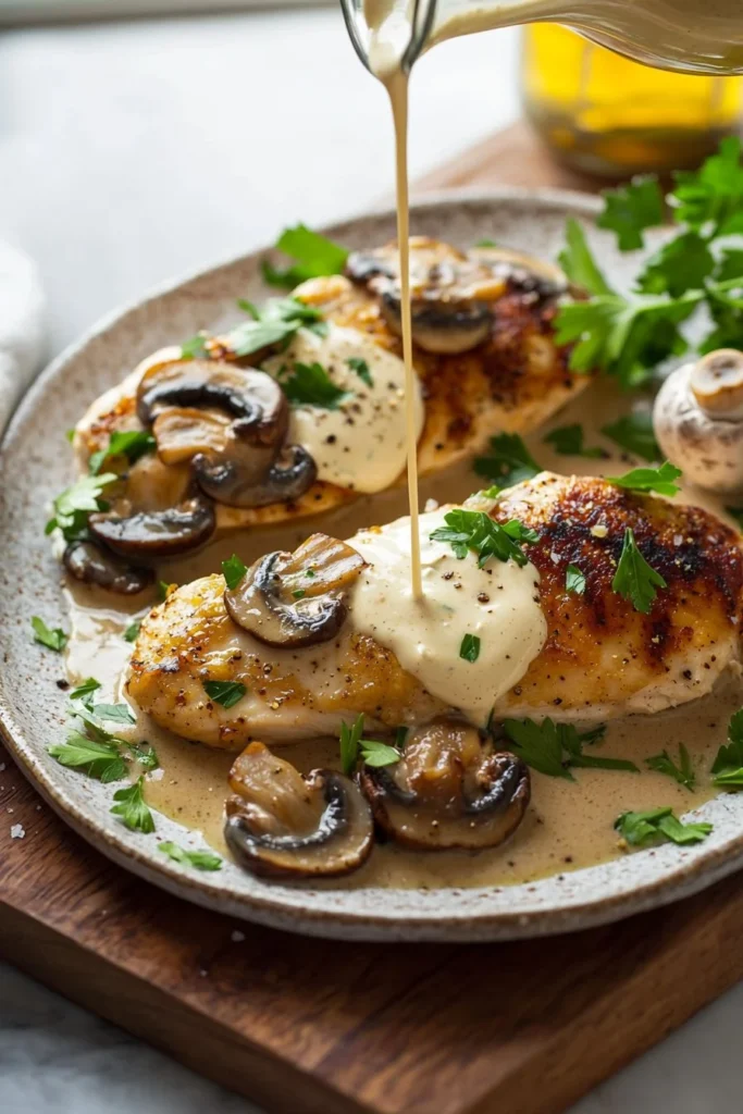 Delicious Mushroom Chicken dish with tender chicken and sautéed mushrooms