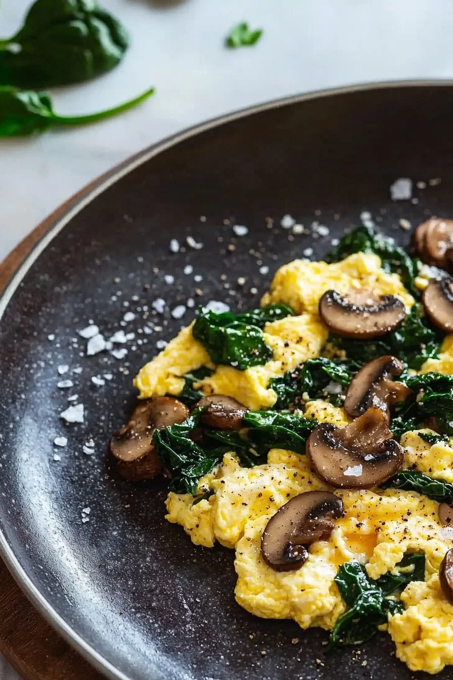 Mushroom Spinach Scrambled Eggs