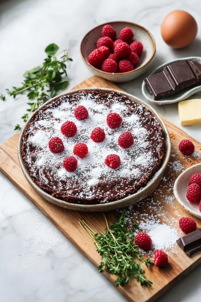 Delicious Raspberry Chocolate Cake with fresh raspberries and chocolate icing