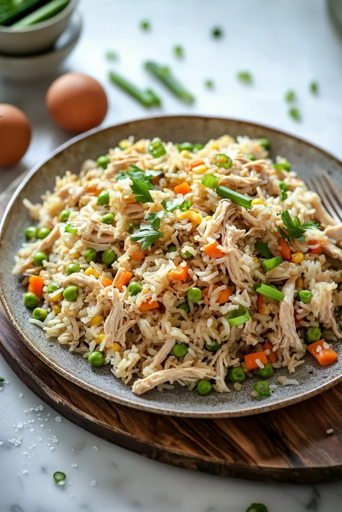 Delicious restaurant-style chicken fried rice served in a bowl