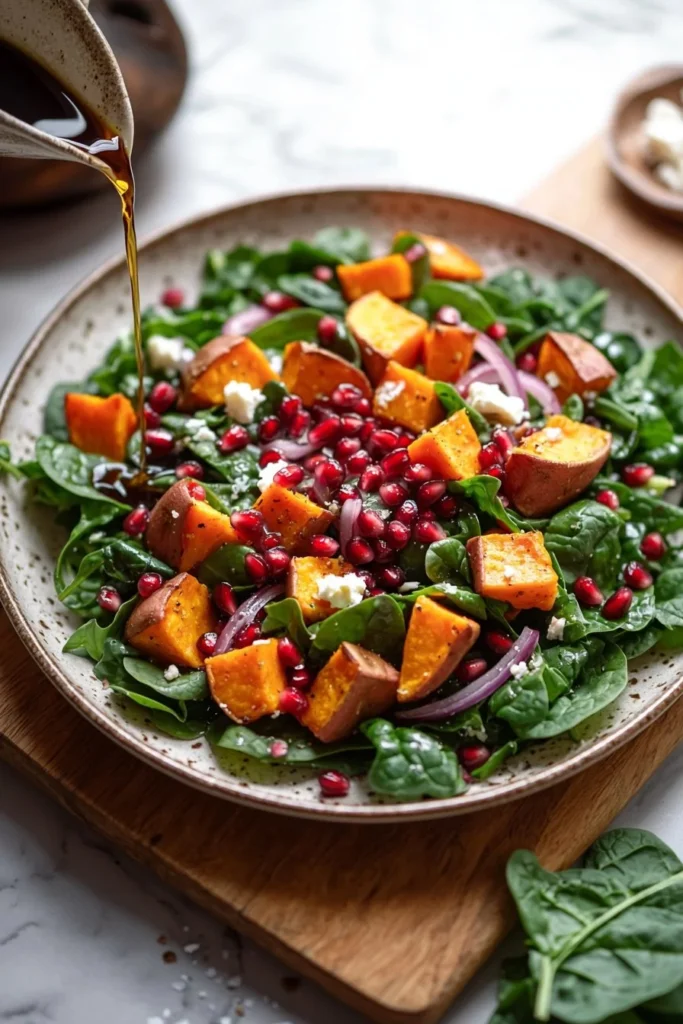 Sweet Potato Pomegranate Salad with fresh ingredients and vibrant colors.