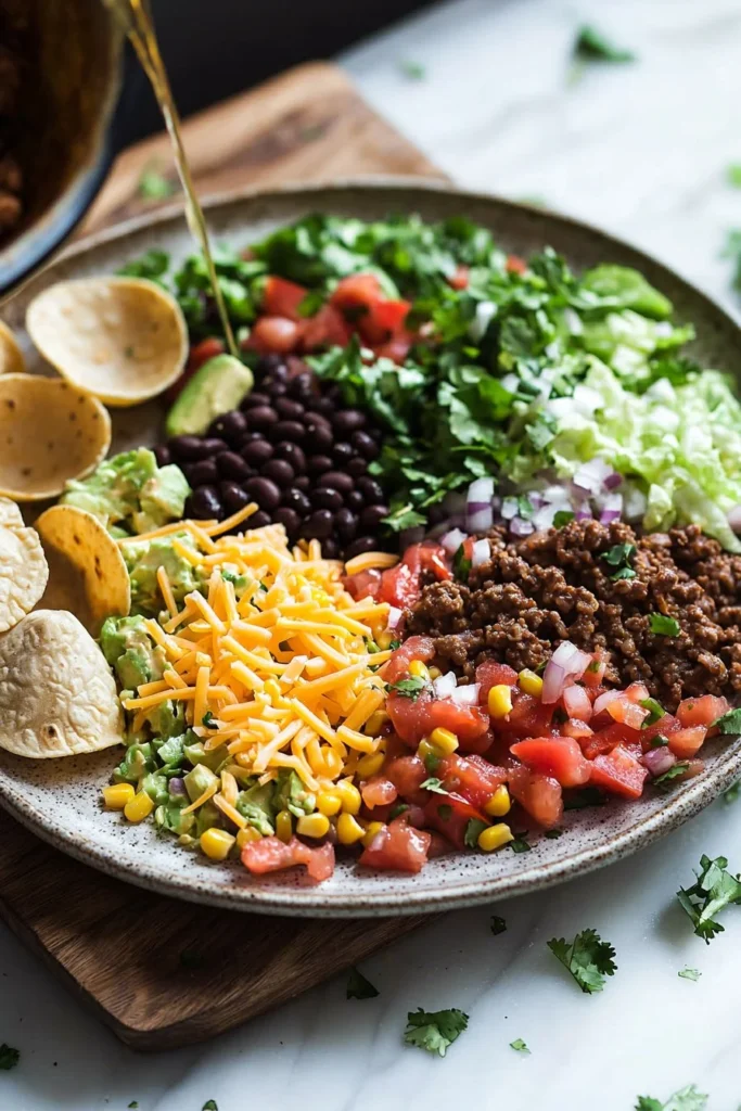 Delicious taco meal prep containers filled with seasoned meat and fresh toppings