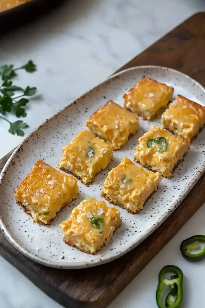 Texas Jalapeño Cheese Squares served on a platter