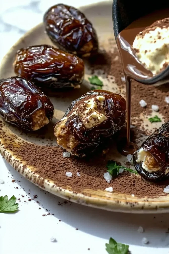 Delicious tiramisu stuffed dates dessert with coffee flavor and sweet filling