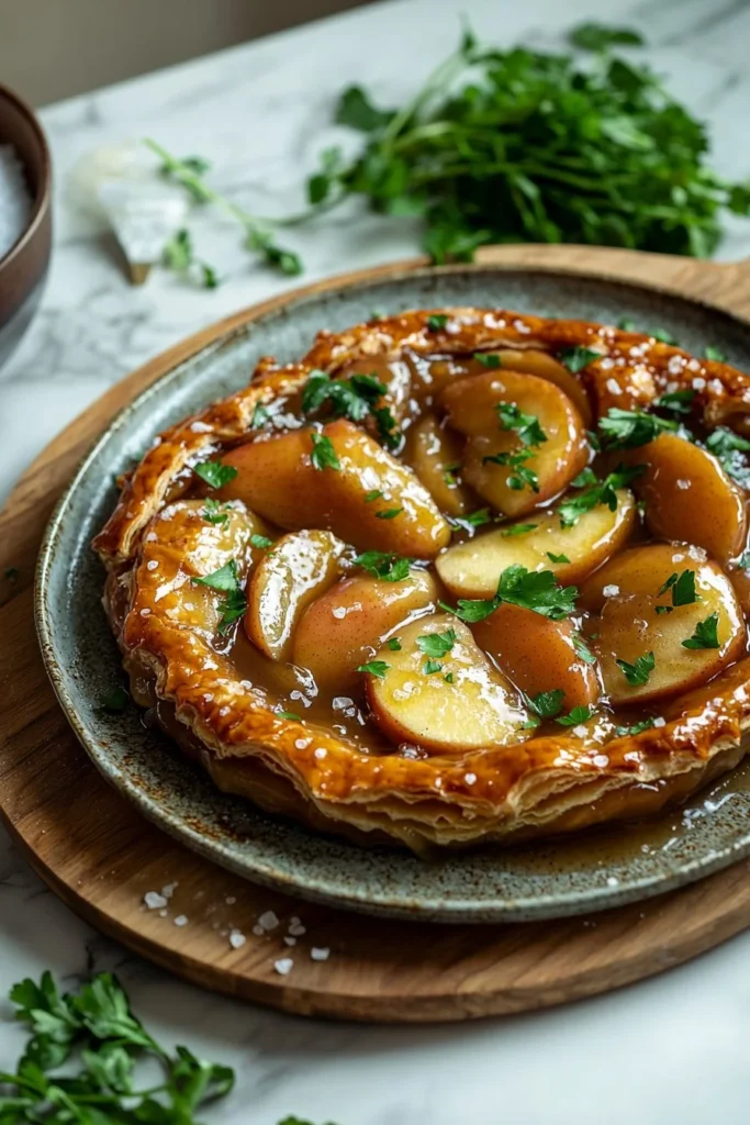Upside-Down Apple Tart with caramelized apples and golden crust