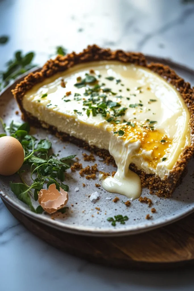 Delicious vanilla custard cheesecake with a smooth texture and rich flavor.