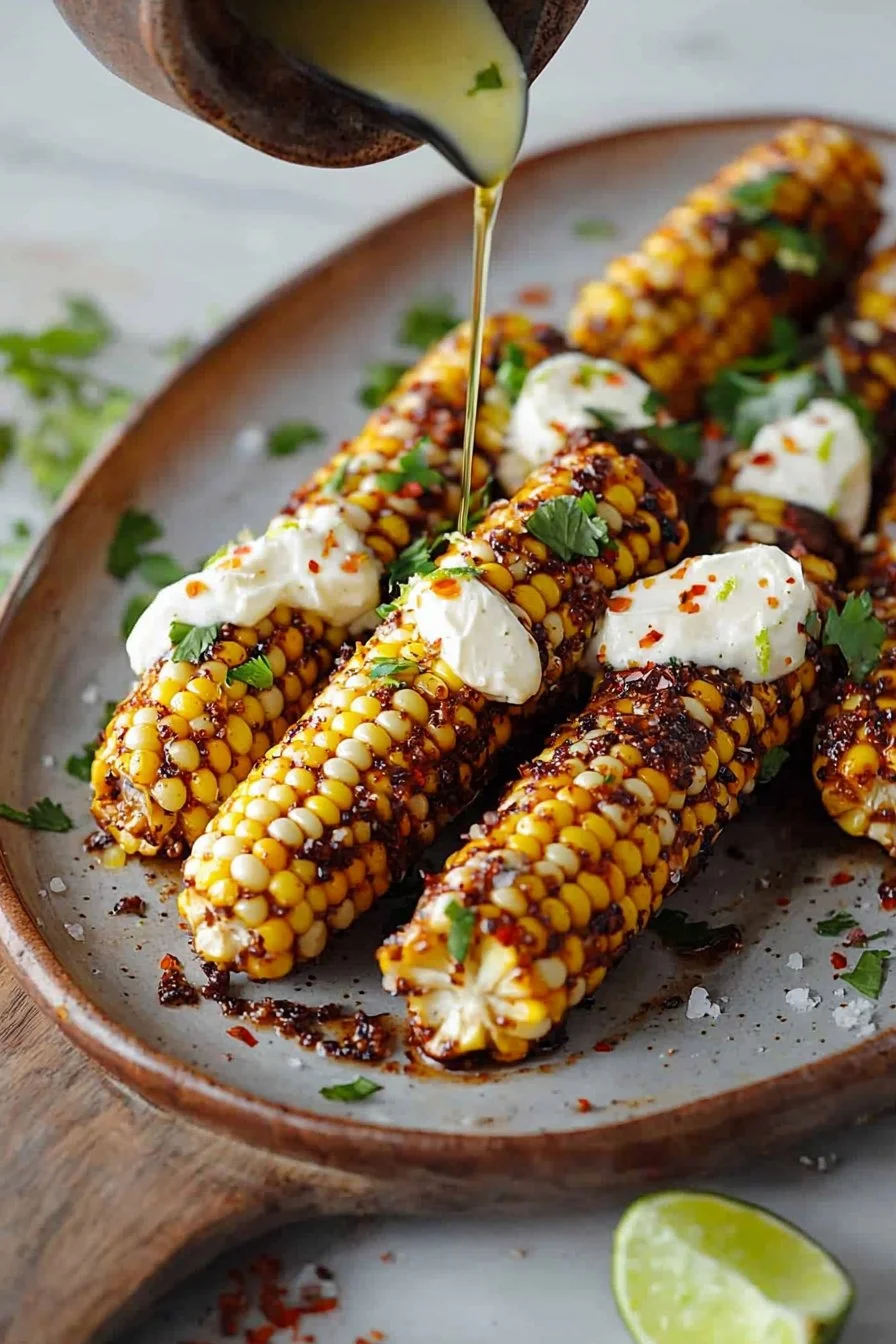 Vegan Corn Ribs with Aleppo Chili Butter & Lime Zest Cream Cheese