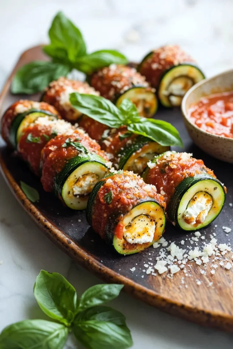 Zucchini roll-ups filled with cheese and herbs for a healthy snack