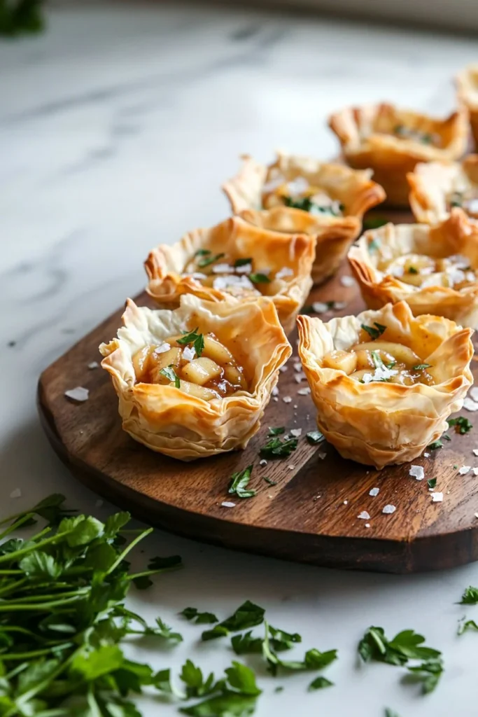 Delicious 2-ingredient apple pie cups garnished with whipped cream