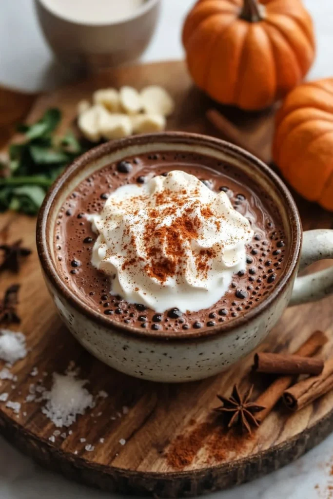 Delicious pumpkin spice hot chocolate ready in 5 minutes