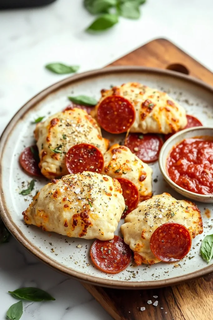 Homemade air fryer pepperoni pizza pockets ready to enjoy.