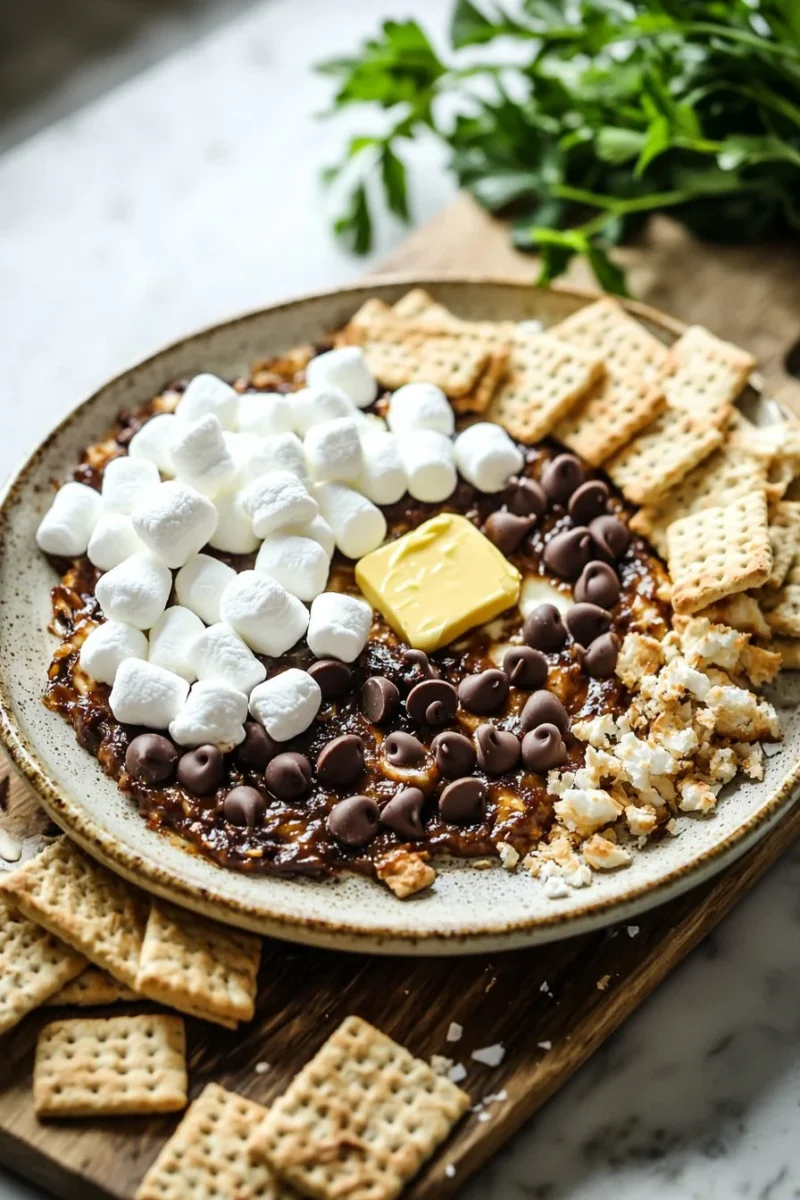 Delicious Air Fryer S'mores Dip with marshmallows and chocolate
