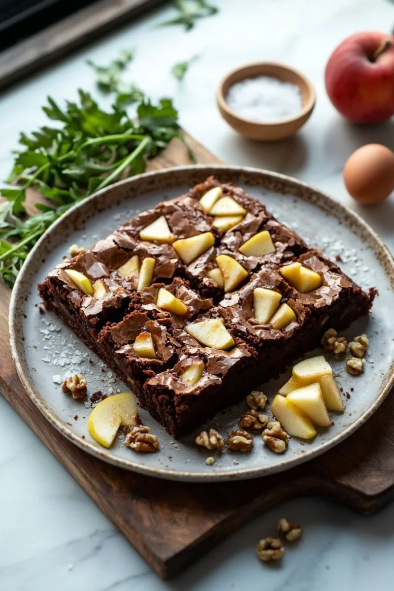 Delicious homemade Apple Brownies with fresh apple pieces and chocolate
