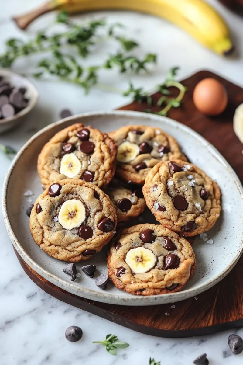 Delicious banana bread chocolate chip cookies freshly baked