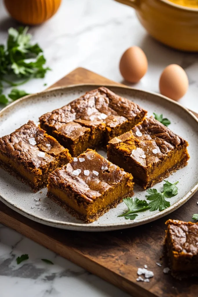 Delicious homemade pumpkin bars topped with cream cheese frosting