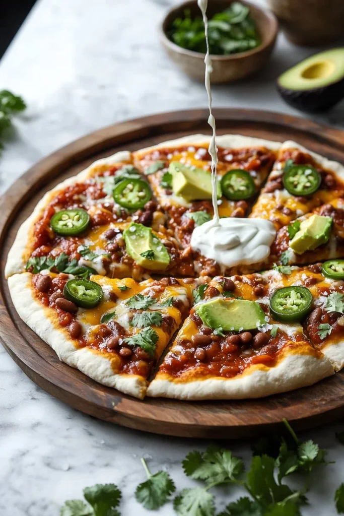 Delicious Blackstone Mexican Cheese Pizzas ready to serve.