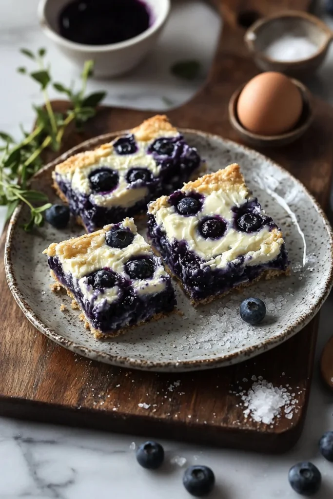 Delicious Blueberry Cream Cheese Bars topped with fresh blueberries