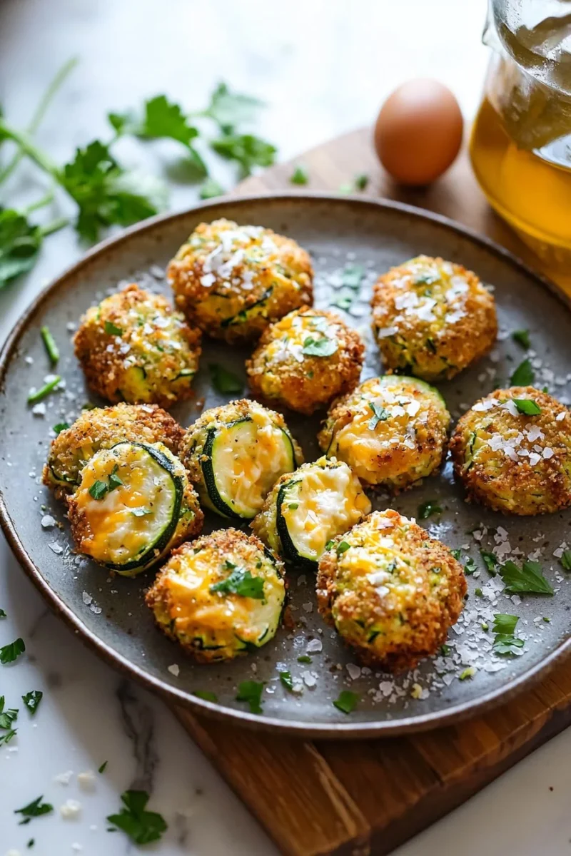 Cheesy zucchini tots served with dipping sauce
