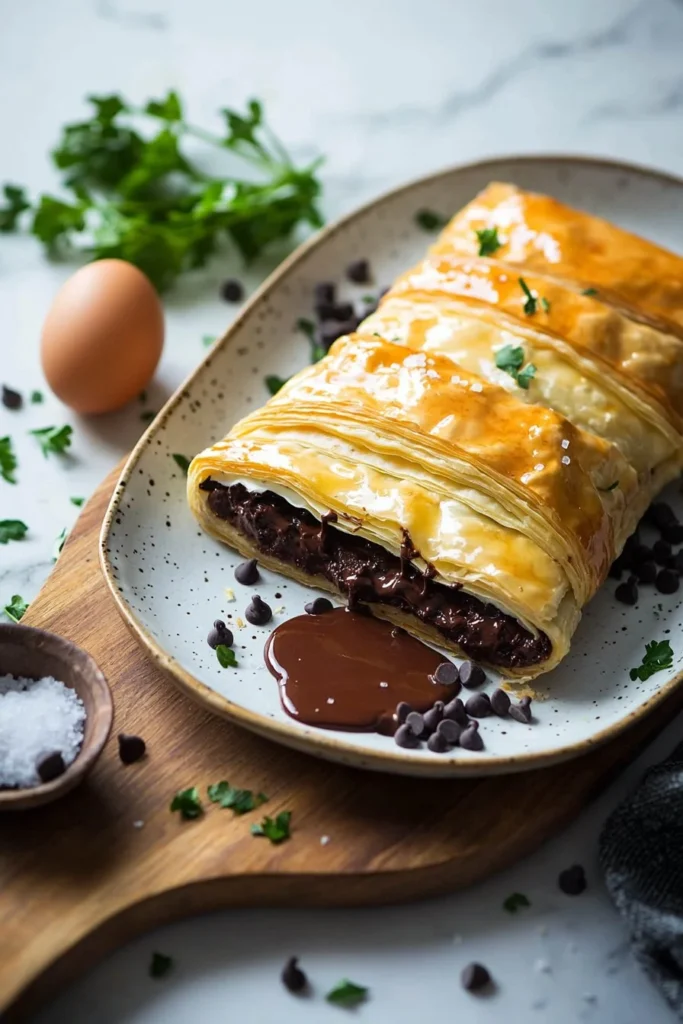 Chocolate Cream Cheese Danish with creamy filling and flaky pastry