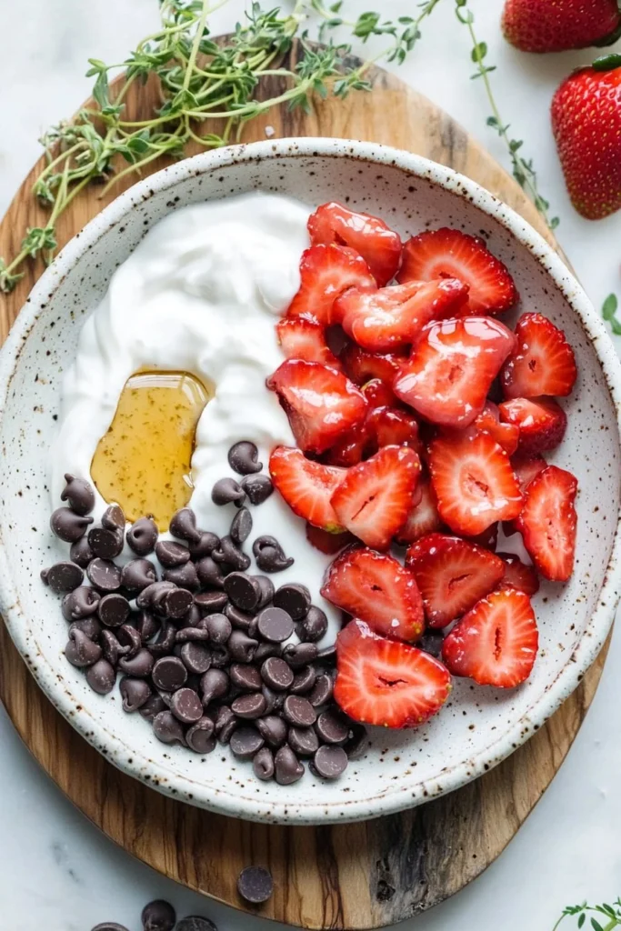 Delicious Chocolate Strawberry Greek Yogurt Clusters ready to be enjoyed