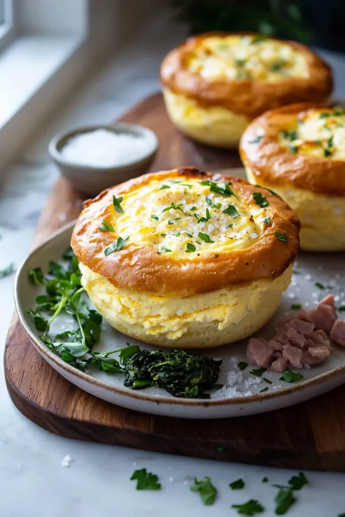 Homemade copycat Panera egg soufflés with cheese and vegetables