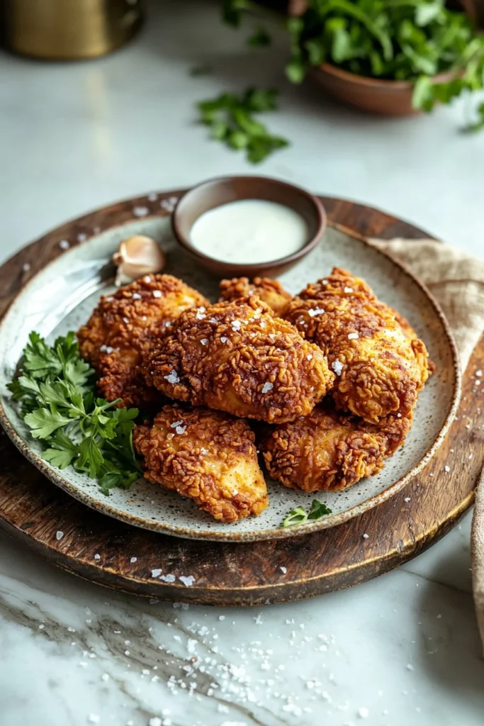 Delicious plate of Country Fried Chicken with sides.