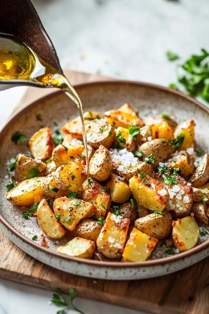 Golden crispy breakfast potatoes in a skillet, perfect for a hearty breakfast
