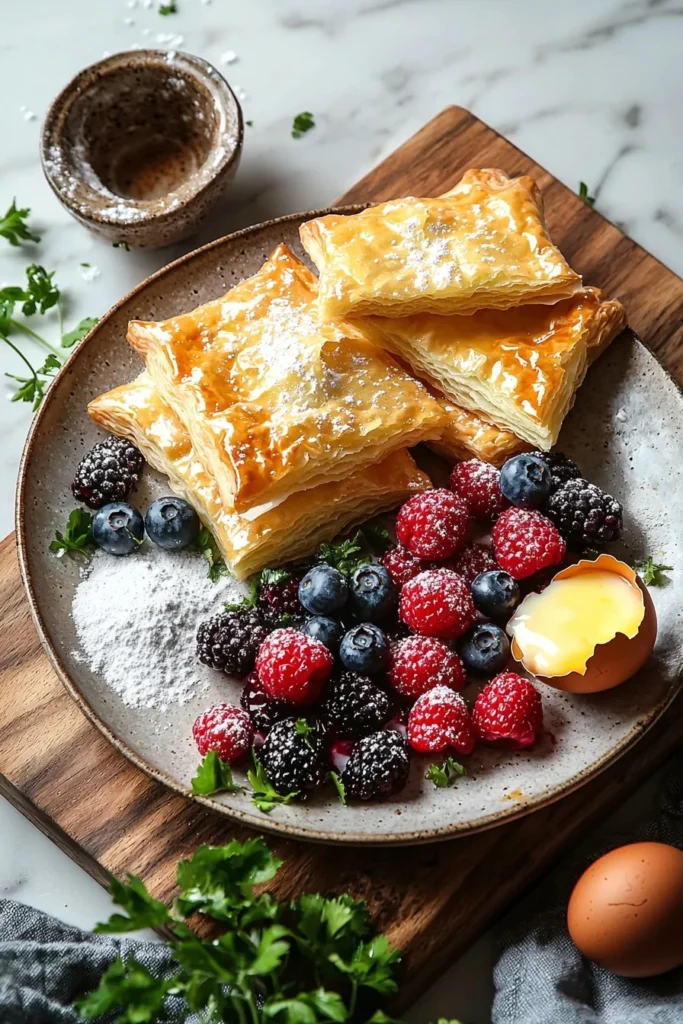 Decadent berry custard pastries topped with fresh berries and creamy custard