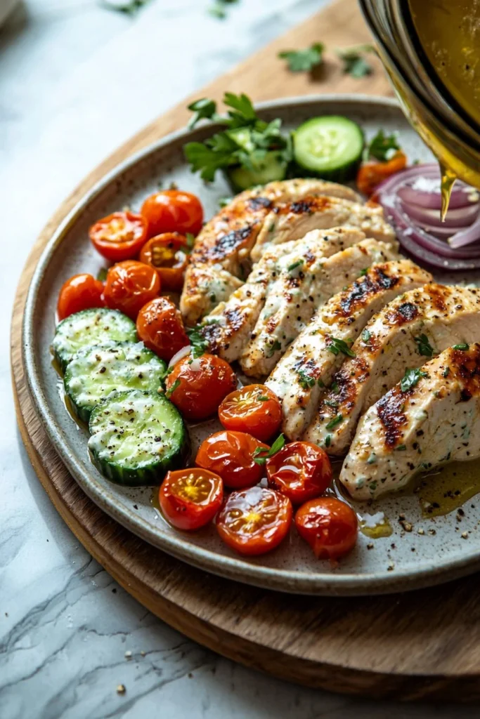 Dump-and-Bake Chicken Tzatziki dish served on a plate