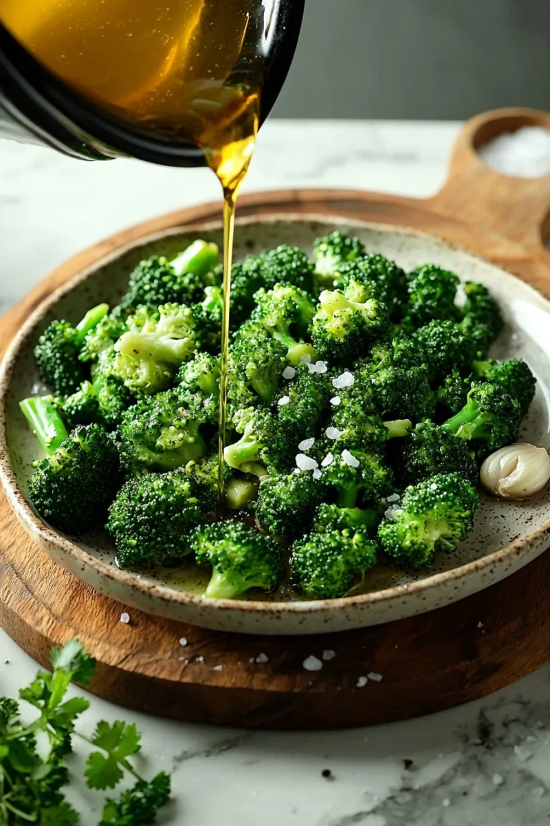Delicious Dump-and-Go Crockpot Broccoli cooking in a slow cooker.